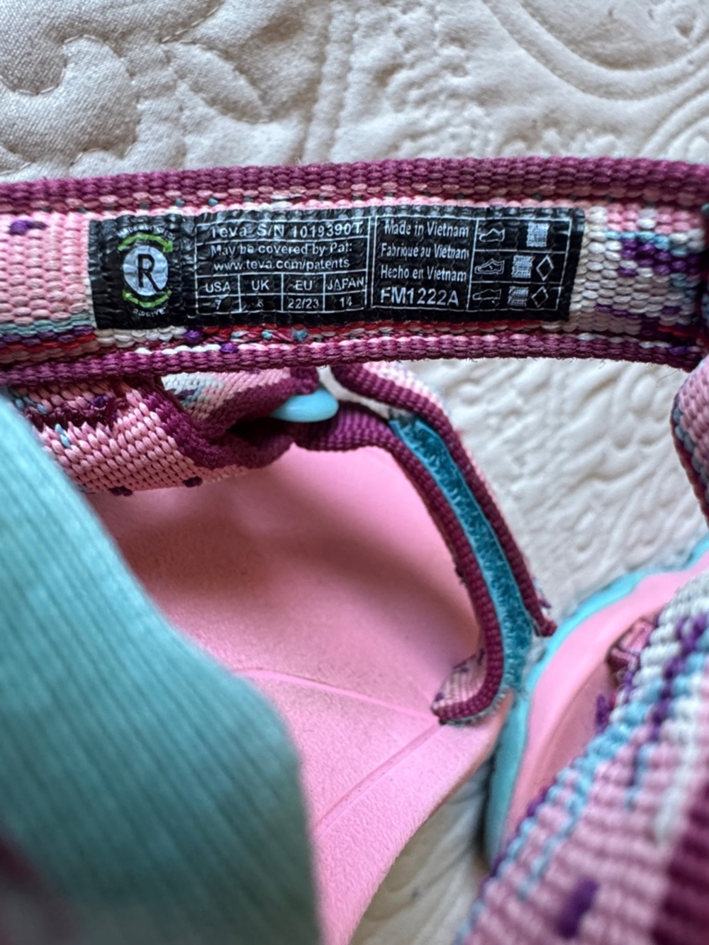 Teva Kids Coral Pink Sandals with Teal Accents - Picture 6 of 6